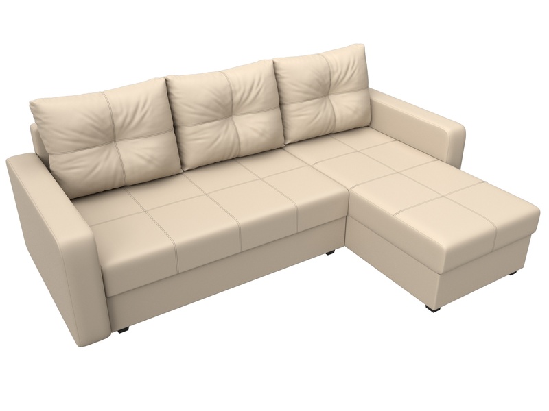 Диван угловой Ливерпуль Лайт правый угол, Экокожа, Бежевый