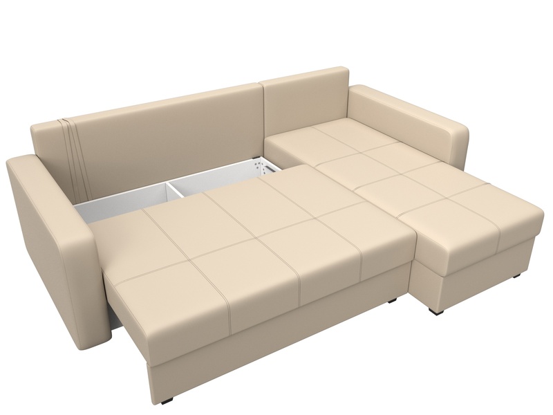 Диван угловой Ливерпуль Лайт правый угол, Экокожа, Бежевый