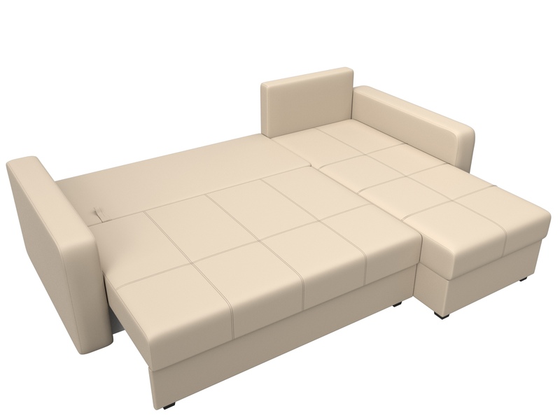 Диван угловой Ливерпуль Лайт правый угол, Экокожа, Бежевый