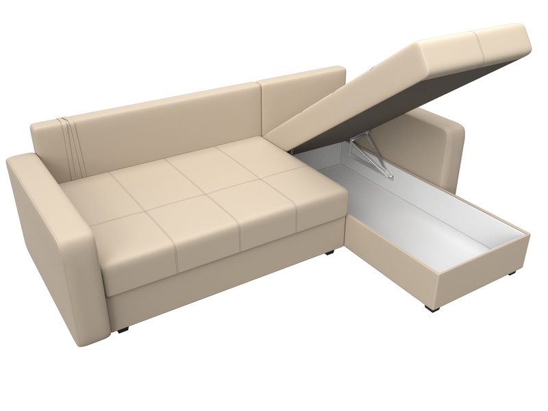 Диван угловой Ливерпуль Лайт правый угол, Экокожа, Бежевый