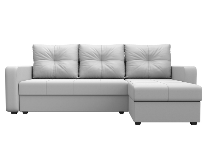 Диван угловой Ливерпуль Лайт правый угол, Экокожа, Белый