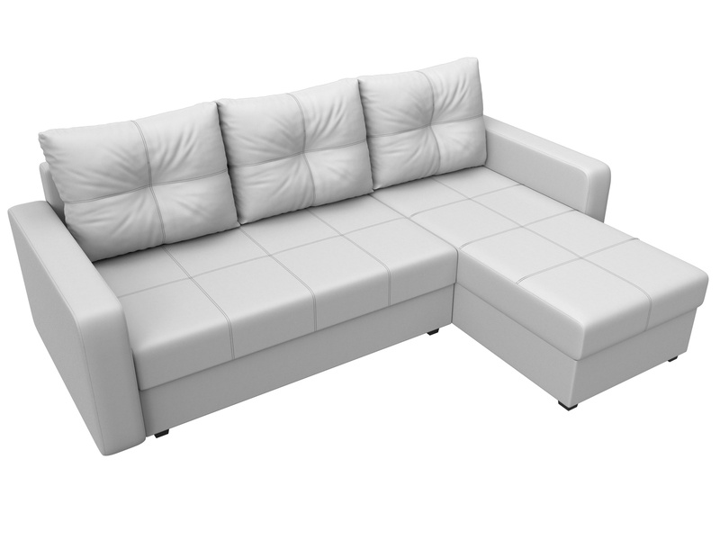 Диван угловой Ливерпуль Лайт правый угол, Экокожа, Белый