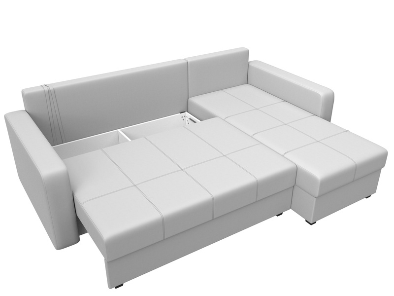 Диван угловой Ливерпуль Лайт правый угол, Экокожа, Белый