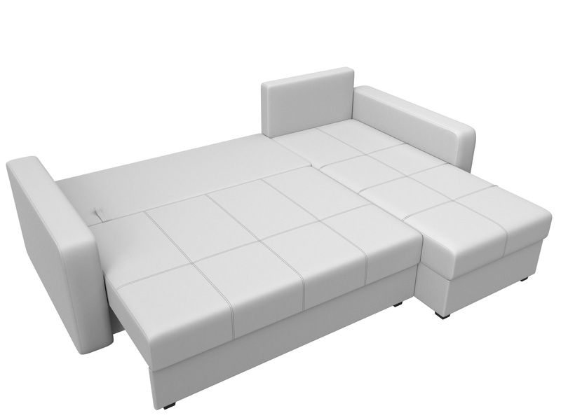 Диван угловой Ливерпуль Лайт правый угол, Экокожа, Белый