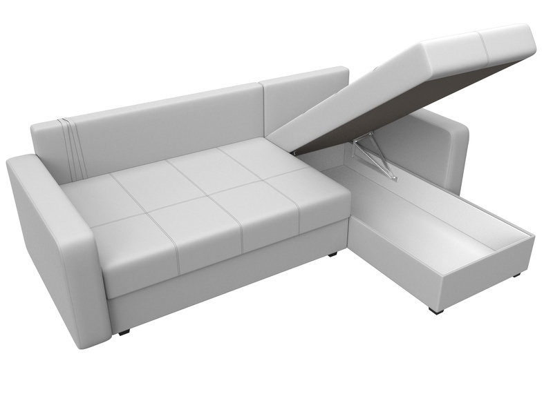 Диван угловой Ливерпуль Лайт правый угол, Экокожа, Белый
