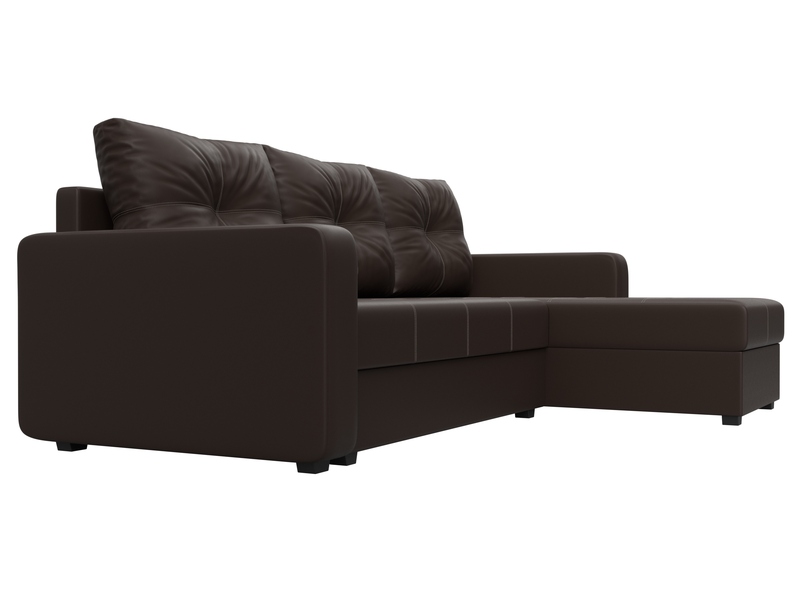 Диван угловой Ливерпуль Лайт правый угол, Экокожа, Коричневый