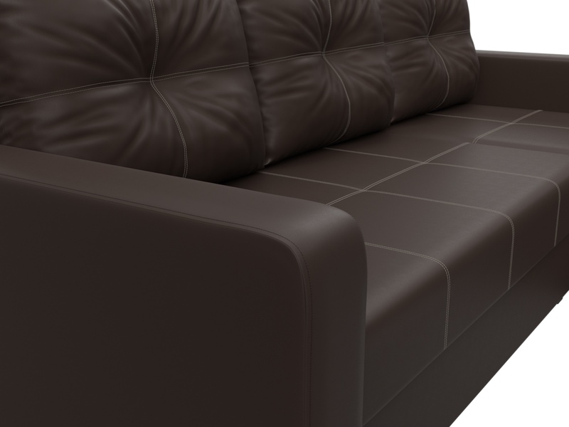 Диван угловой Ливерпуль Лайт правый угол, Экокожа, Коричневый