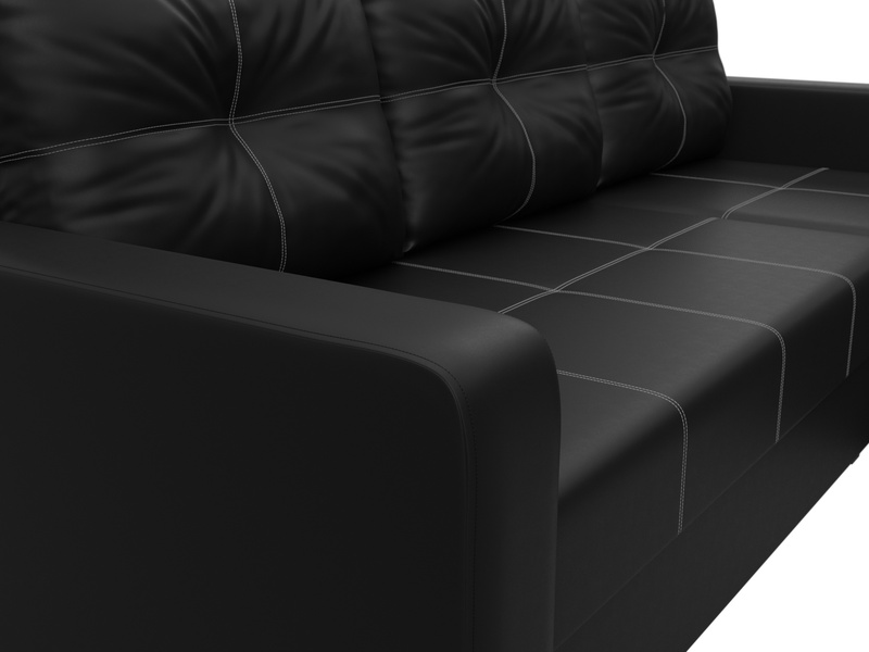 Диван угловой Ливерпуль Лайт правый угол, Экокожа, Черный