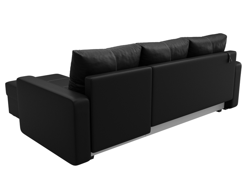 Диван угловой Ливерпуль Лайт правый угол, Экокожа, Черный