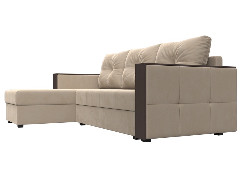 Диван угловой Валенсия Лайт левый угол, Велюр, SEVEN 729 бежевый