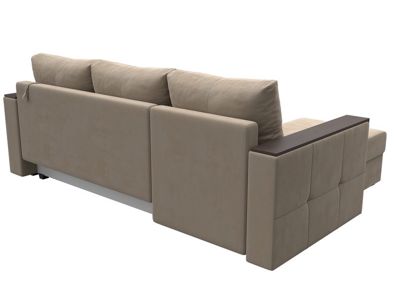 Диван угловой Валенсия Лайт левый угол, Велюр, SEVEN 729 бежевый