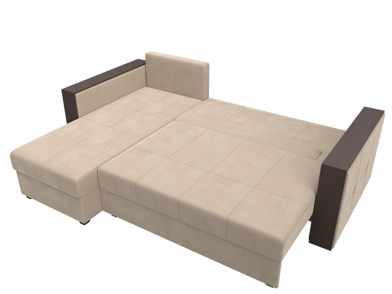 Диван угловой Валенсия Лайт левый угол, Велюр, SEVEN 729 бежевый