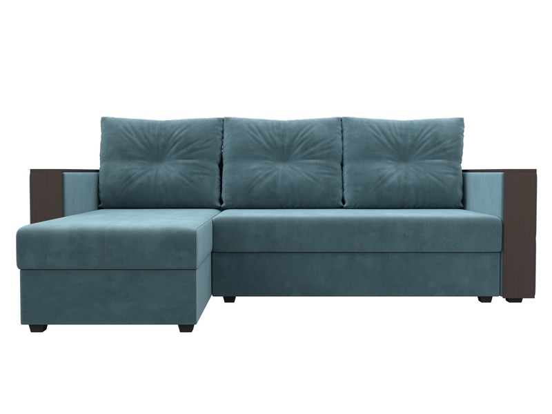 Диван угловой Валенсия Лайт левый угол, Велюр, SEVEN 113 бирюзовый