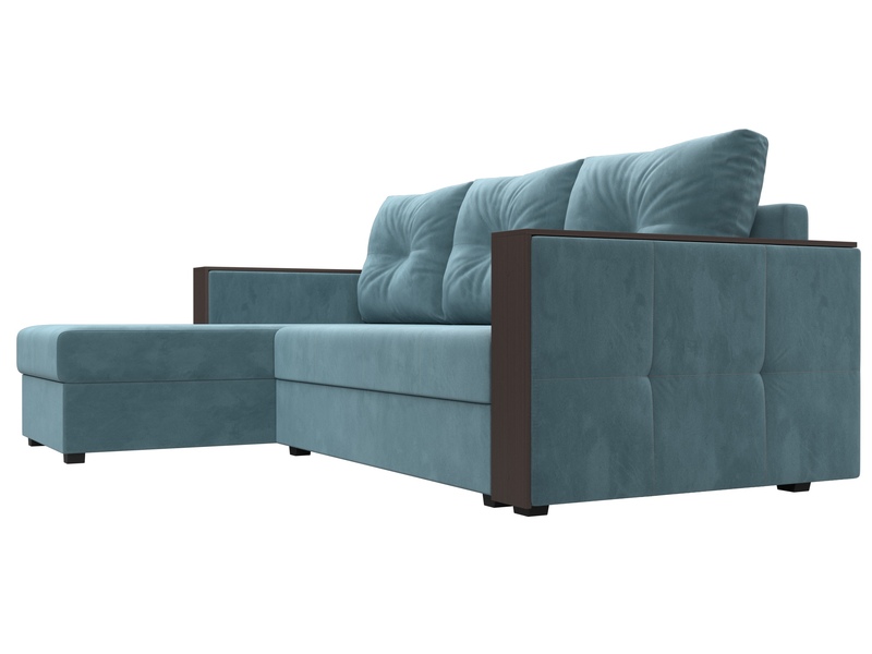 Диван угловой Валенсия Лайт левый угол, Велюр, SEVEN 113 бирюзовый
