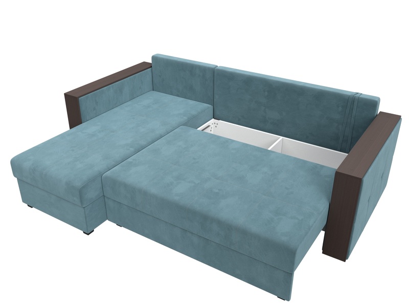 Диван угловой Валенсия Лайт левый угол, Велюр, SEVEN 113 бирюзовый