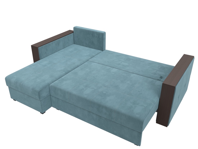 Диван угловой Валенсия Лайт левый угол, Велюр, SEVEN 113 бирюзовый