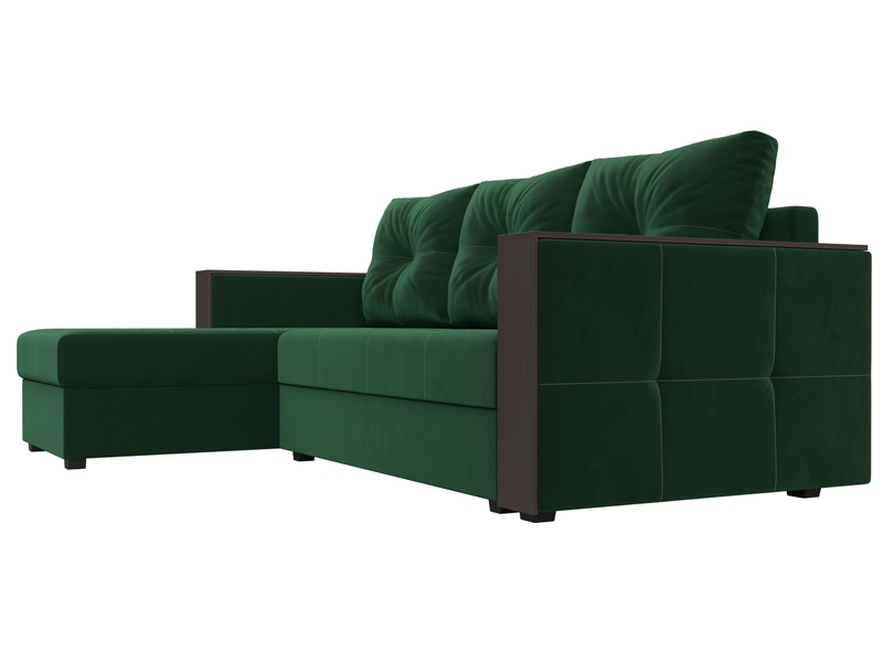 Диван угловой Валенсия Лайт левый угол, Велюр, SEVEN 626 зеленый