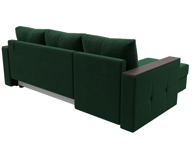 Диван угловой Валенсия Лайт левый угол, Велюр, SEVEN 626 зеленый