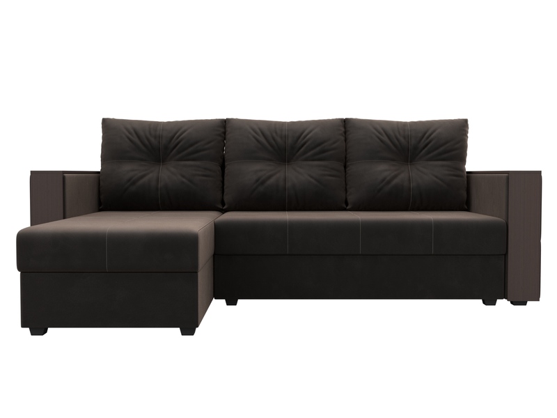 Диван угловой Валенсия Лайт левый угол, Велюр, SEVEN 727 коричневый