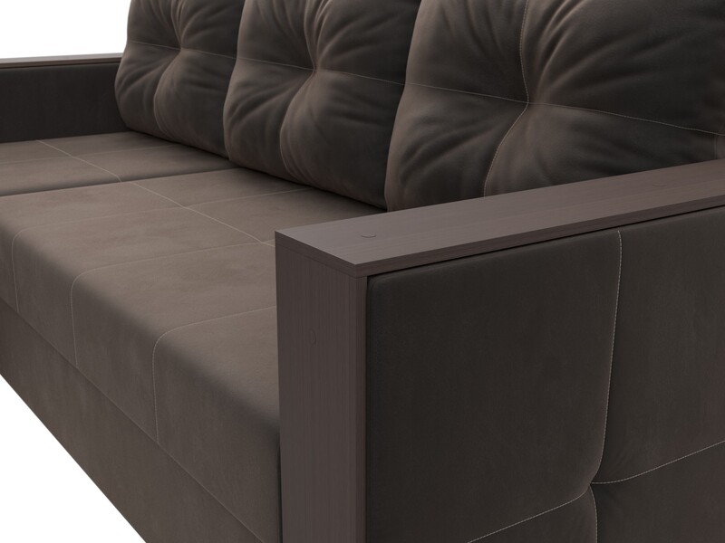 Диван угловой Валенсия Лайт левый угол, Велюр, SEVEN 727 коричневый