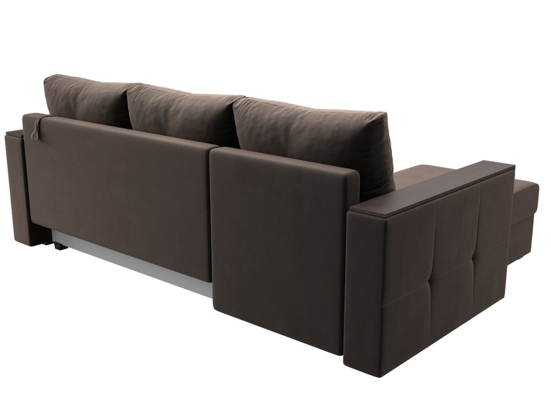 Диван угловой Валенсия Лайт левый угол, Велюр, SEVEN 727 коричневый