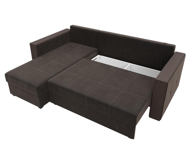 Диван угловой Валенсия Лайт левый угол, Велюр, SEVEN 727 коричневый