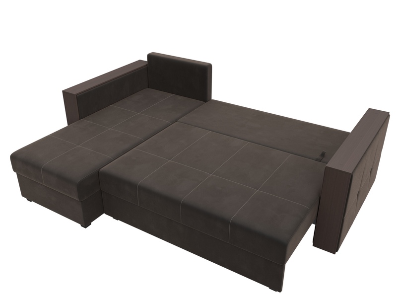 Диван угловой Валенсия Лайт левый угол, Велюр, SEVEN 727 коричневый