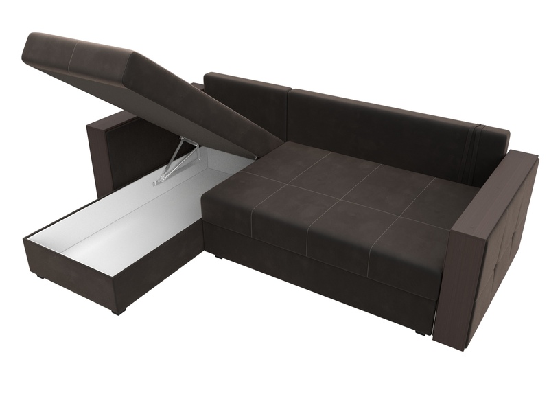 Диван угловой Валенсия Лайт левый угол, Велюр, SEVEN 727 коричневый