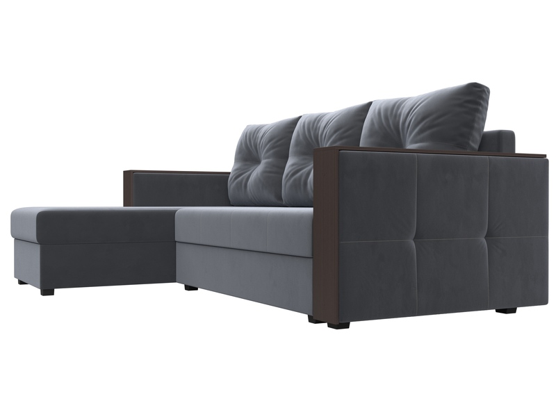 Диван угловой Валенсия Лайт левый угол, Велюр, SEVEN 17 серый