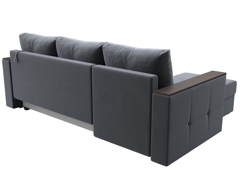 Диван угловой Валенсия Лайт левый угол, Велюр, SEVEN 17 серый