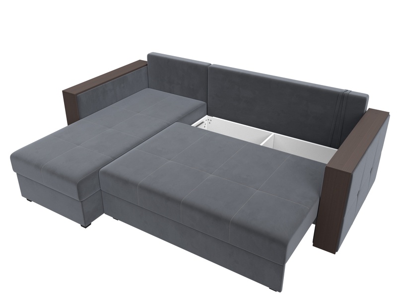 Диван угловой Валенсия Лайт левый угол, Велюр, SEVEN 17 серый