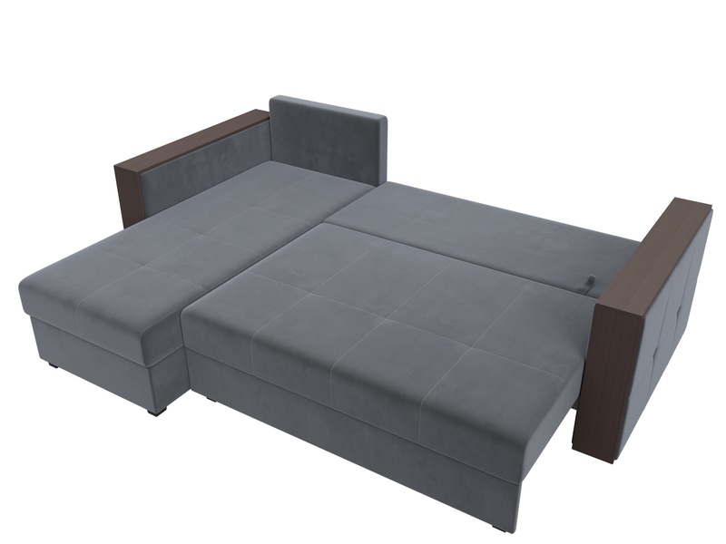 Диван угловой Валенсия Лайт левый угол, Велюр, SEVEN 17 серый