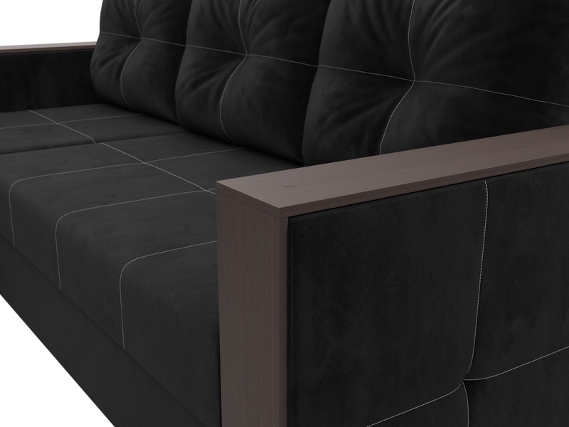 Диван угловой Валенсия Лайт левый угол, Велюр, SEVEN 35 черный