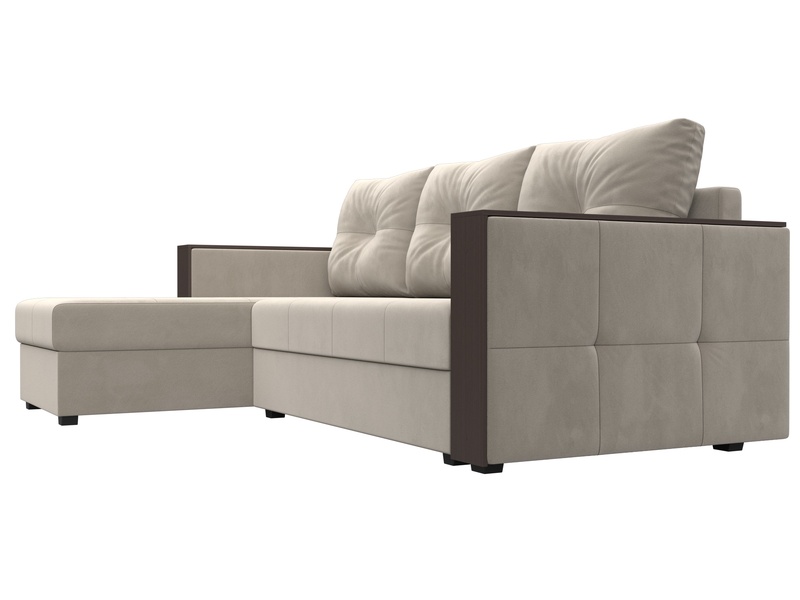 Диван угловой Валенсия Лайт левый угол, Микровельвет, Бежевый