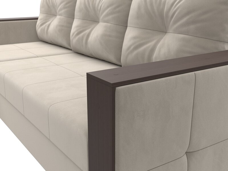 Диван угловой Валенсия Лайт левый угол, Микровельвет, Бежевый