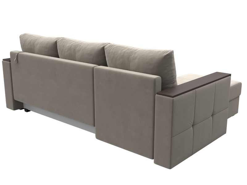 Диван угловой Валенсия Лайт левый угол, Микровельвет, Бежевый