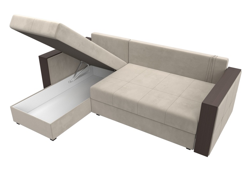 Диван угловой Валенсия Лайт левый угол, Микровельвет, Бежевый