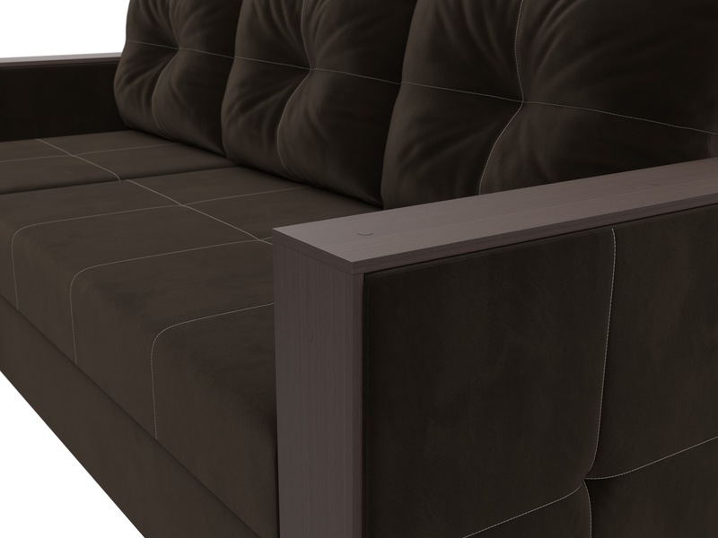 Диван угловой Валенсия Лайт левый угол, Микровельвет, Коричневый