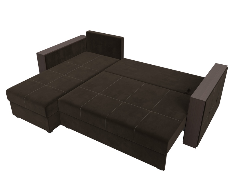 Диван угловой Валенсия Лайт левый угол, Микровельвет, Коричневый