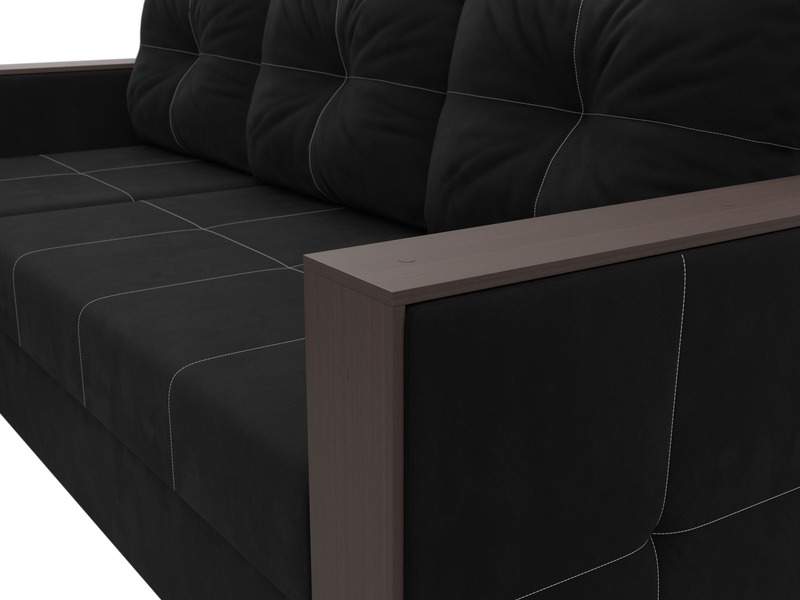 Диван угловой Валенсия Лайт левый угол, Микровельвет, Черный