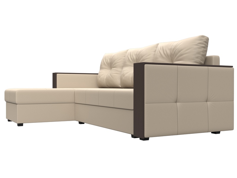 Диван угловой Валенсия Лайт левый угол, Экокожа, Бежевый
