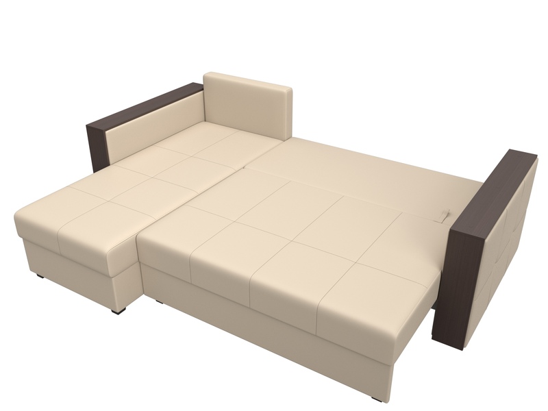 Диван угловой Валенсия Лайт левый угол, Экокожа, Бежевый