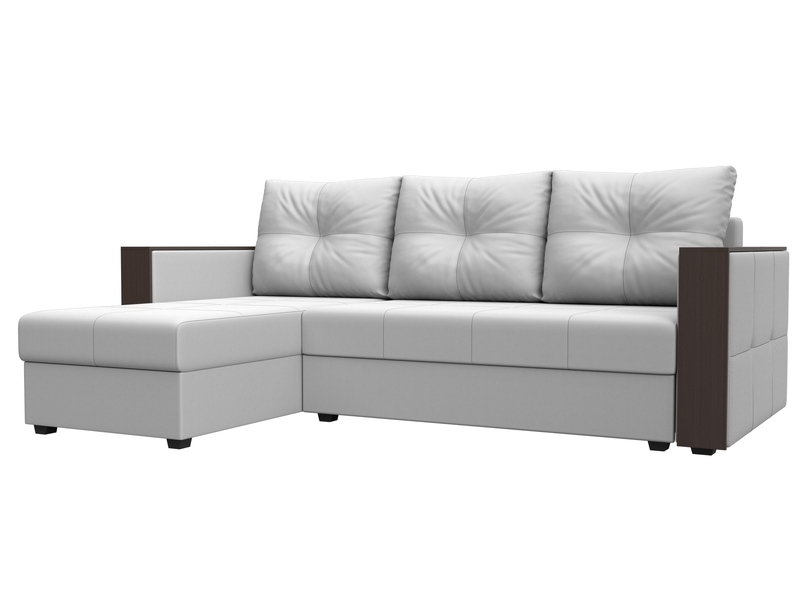 Диван угловой Валенсия Лайт левый угол, Экокожа, Белый