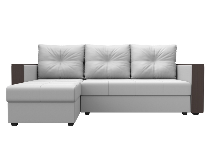 Диван угловой Валенсия Лайт левый угол, Экокожа, Белый