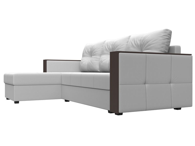 Диван угловой Валенсия Лайт левый угол, Экокожа, Белый