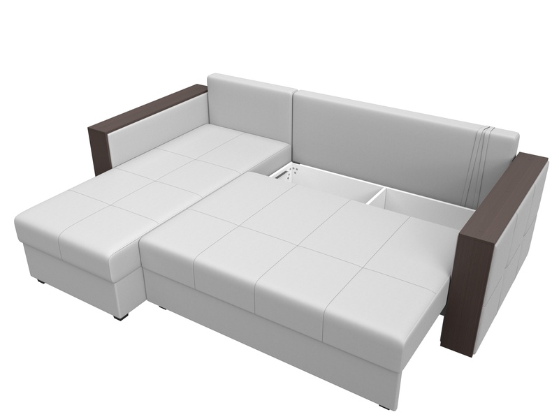 Диван угловой Валенсия Лайт левый угол, Экокожа, Белый