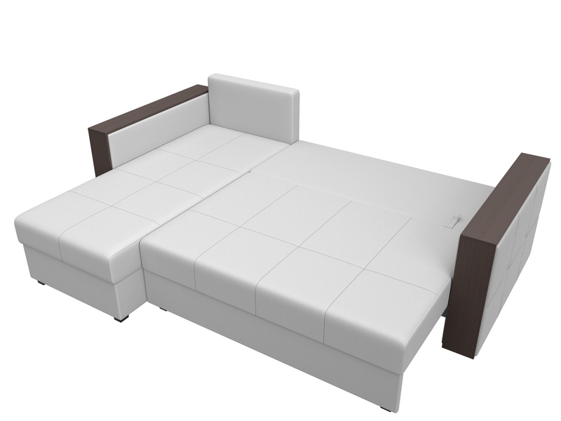 Диван угловой Валенсия Лайт левый угол, Экокожа, Белый