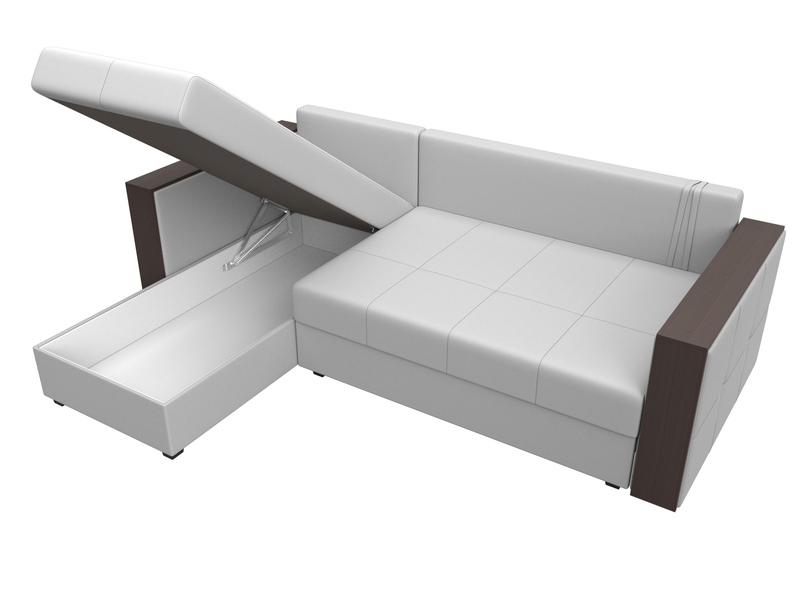 Диван угловой Валенсия Лайт левый угол, Экокожа, Белый