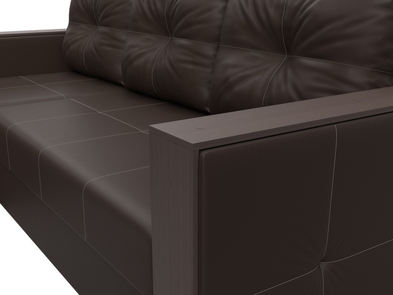 Диван угловой Валенсия Лайт левый угол, Экокожа, Коричневый