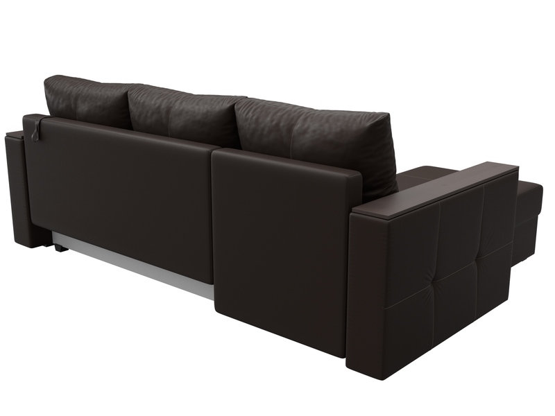 Диван угловой Валенсия Лайт левый угол, Экокожа, Коричневый